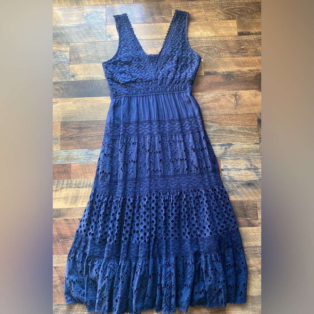 Reba Brand Sleeveless Navy Blue Maxi Dress Dress Size Large